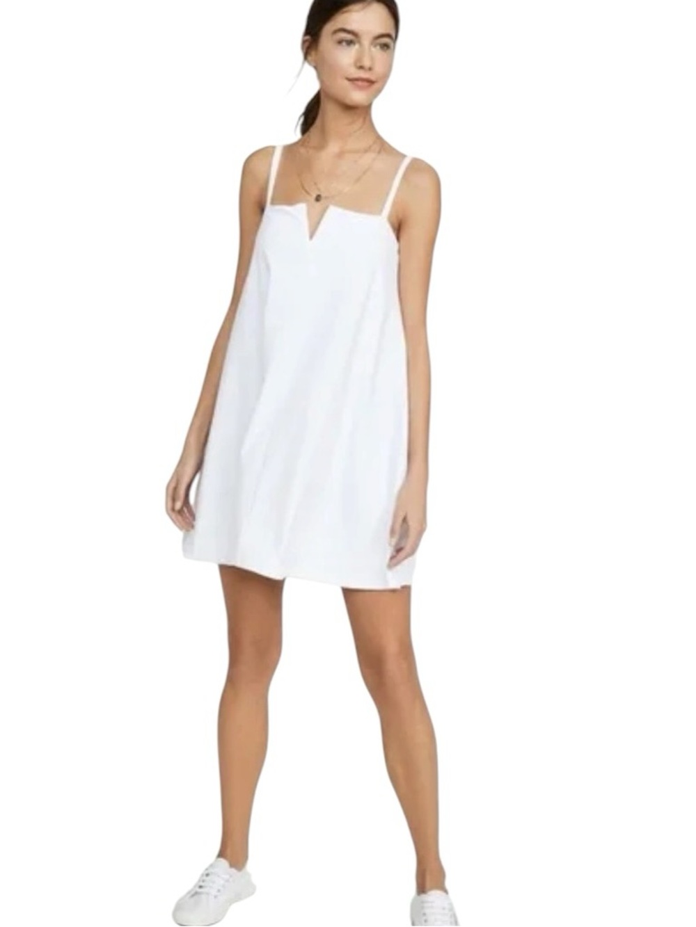 Susana Monaco Flared V Wired Tank Dress sz M in Sugar White
